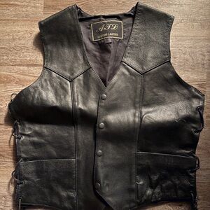 Atl Black Leather Men's Vest